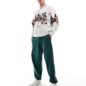 Abercrombie & Fitch F1 pit stop print sweatshirt in grey marl size M men’s